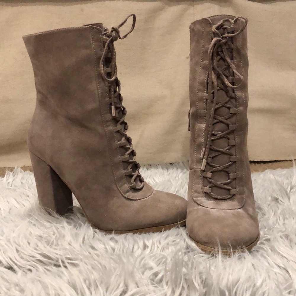 Heeled lace up booties